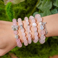 Kit de fabrication de bijoux en cristal DIY pour une meilleure confiance, avec perles de quartz rose naturel en forme de cœur de fille et de papillon, vente en gros