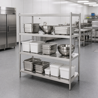 Étagère murale en acier inoxydable 304/201 pour cuisine commerciale OEM, finition mate brossée, rangement gain de place, capacité de charge 500 kg/m