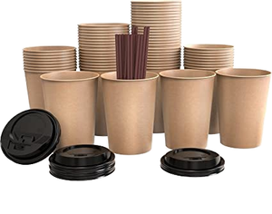 Vasos de Papel Kraft de Pared Simple, Biodegradables y Reciclables, Impresos Personalizados, 8/12/16 oz, Tapas para Té y Café, Material PLA - Product Image 4