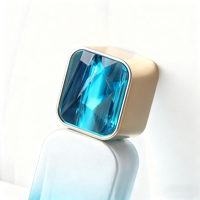 Flacon pompe en verre bleu rectangulaire de 30 ml, flacon pulvérisateur de brume bleue dégradée de 1 oz avec bouchon en strass