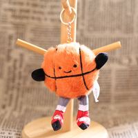 Porte-clés ours en peluche super doux et mignon, petit pendentif basketball et football pour rangement de badminton et haltères, rembourré en PP