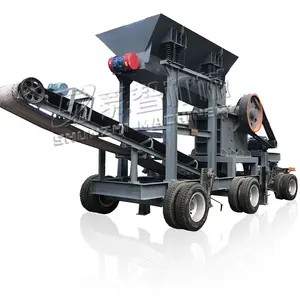 Small Mobile Tire Diesel Crusher Mobile Jaw Crusher With Vibrating Screen On Sale 50T/H Stone Crushing Line Price