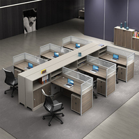 LR-W-017 1-8 places bureau poste de travail ordinateur cabine diviseur Table bureau avec panneau de verre Style bois pour le cloisonnement de bureau