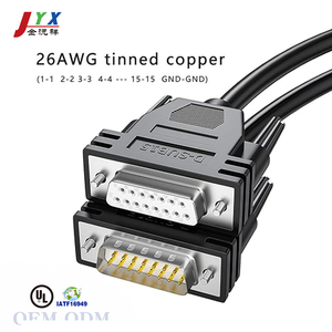 JYX OED/ODM DB15 Cable macho a hembra doble blindaje 26awg cobre estañado mazo de cables seriales de 15 pines con mazo de cables con UL - Product Image 4