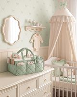 Organisateur de couches pour bébé, panier de rangement portable pour couches, sac de table à langer avec poignées et séparateurs amovibles