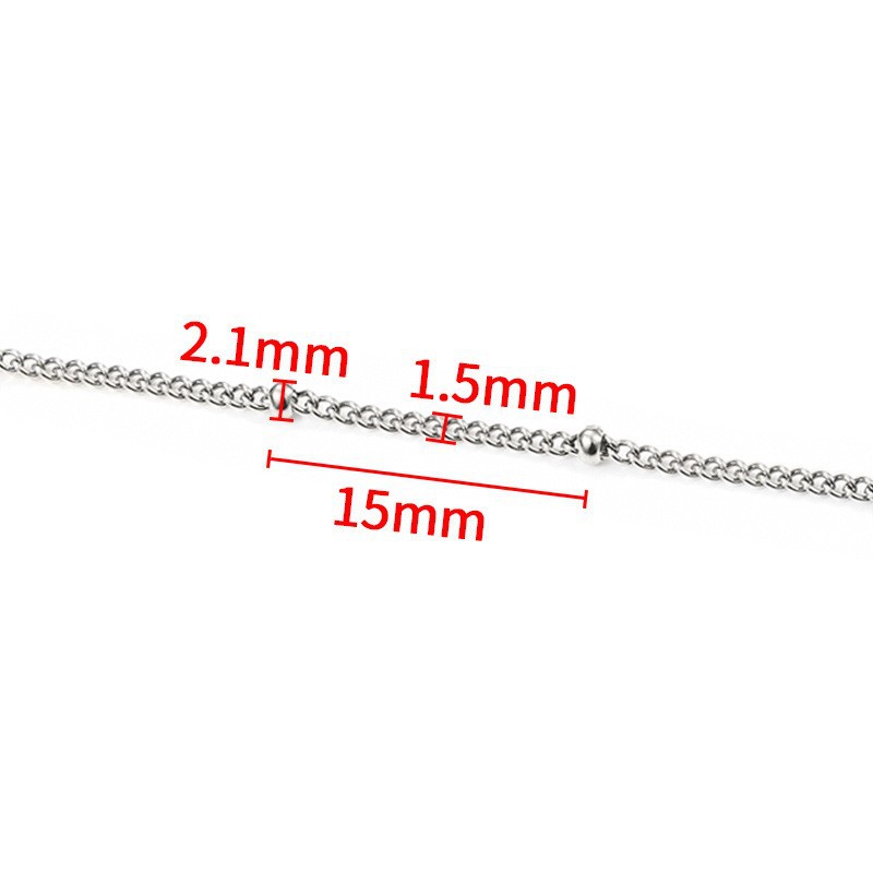 Steel color chain width 1.5mm beads width 2.1mm