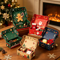 Boîte cadeau de Noël personnalisée, en papier imprimé, pour emballage de bonbons et biscuits de Noël, OEM ODM, vente en gros, faible MOQ