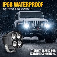 Lampe de travail LED bicolore 40W 3 pouces blanc ambre, projecteur tout-terrain pour camion, SUV, VTT, moto