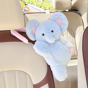Boîte à mouchoirs en peluche <span class=keywords><strong>éléphant</strong></span> <span class=keywords><strong>bleu</strong></span> clair personnalisée avec col en dentelle et nœud écossais pour voiture - Product Image 3