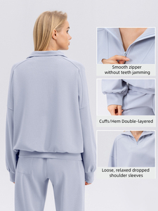 Chaqueta de Yoga de gran tamaño para <span class=keywords><strong>mujer</strong></span>, ropa deportiva clásica de alta calidad para exteriores, cuello <span class=keywords><strong>Polo</strong></span> con media cremallera, Tops de entrenamiento para <span class=keywords><strong>mujer</strong></span>, gimnasio - Product Image 3