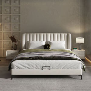 <span class=keywords><strong>Lit</strong></span> rembourré <span class=keywords><strong>de</strong></span> luxe Queen Size Mobilier <span class=keywords><strong>de</strong></span> chambre à coucher moderne en <span class=keywords><strong>tissu</strong></span> avec tête <span class=keywords><strong>de</strong></span> <span class=keywords><strong>lit</strong></span> matelassée et cadre robuste - Product Image 1