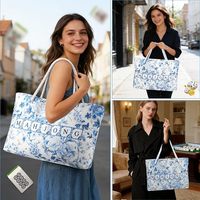 Sac de rangement pour carreaux à motif floral, 3 pièces, taille personnalisable, avec fermeture éclair, pour le transport et les loisirs