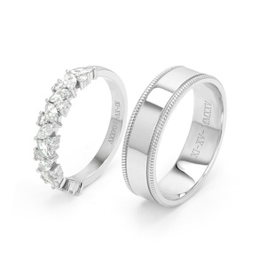 Custom 10K/14K/18K White Gold Lab Grown Diamond D Color VVS Clarity Brilliant Cut IGI Certified Wedding Couple <b>Ring</b> <b>Set</b> <b>Women</b> - Product Image 3