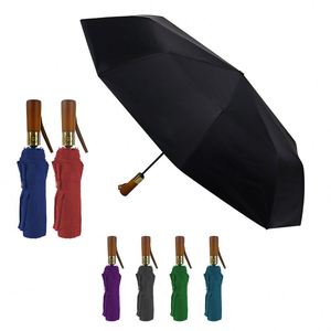 Parapluie pliant automatique de haute qualité avec manche en bois pour adultes - Product Image 4
