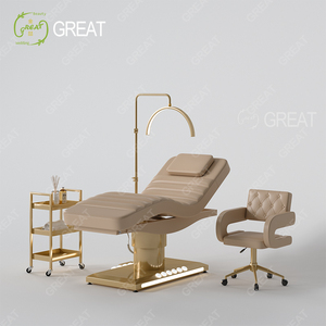 Modern 3 Motors Electric Massage Table Bed Luxury Gold Base Adjustable Cosmetic Treatment Medical Spa Bed with Led - Product Image 3