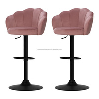 Barhocker mit Samt rücken, rosa Barhocker mit Samt rücken und Rückenlehne, Hochstuhl mit hoher Rückenlehne