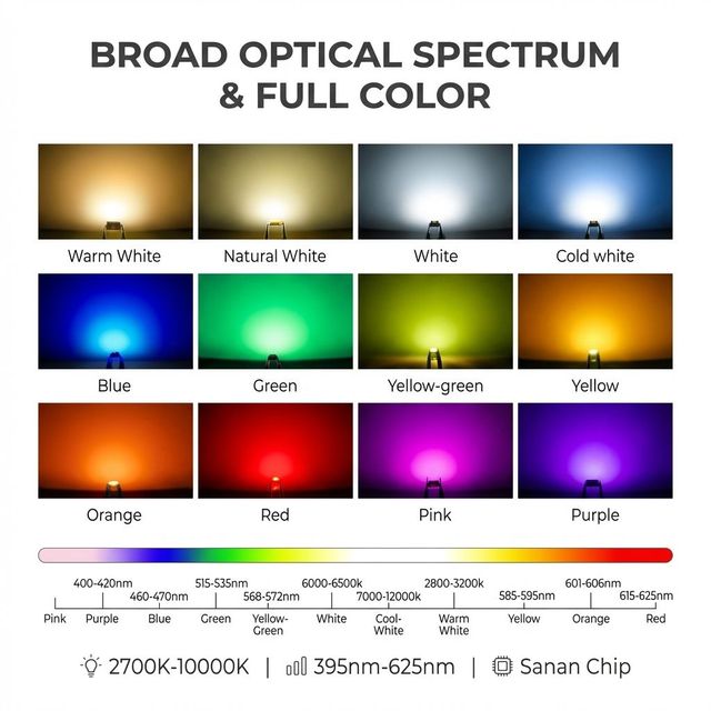 SMD LED Series 5050/1206/3535/3528/2835/3014/4014/5730Sanan Chip Double color 0.06W-5W Full Color & White