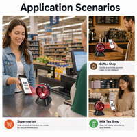 Lecteur de codes-barres de bureau YUANAIDC, scanner 1D 2D QR, lecteur de codes USB filaire, numérisation automatique pour les caisses de supermarchés