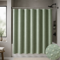 Rideau de douche classique en tissu gaufré 100% polyester avec 12 œillets métalliques antirouille, imperméable, anti-moisissure, séparation zones sèche et humide