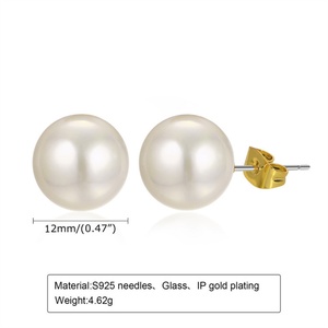 Boucles d'oreilles tendance en argent sterling 925 plaqué or avec perles pour femme - Product Image 3