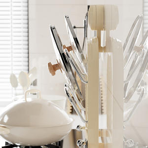 ชั้นวางฝาหม้อหลายชั้น Hy-0213 พร้อมถาดรูปวงรี แบบแขวนผนังครัว สำหรับเก็บเขียงและอุปกรณ์ครัว - Product Image 4