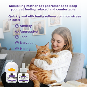 OEM Factory Direct |Cat Calming Pheromone <b>Diffuser</b> Set | 60 Days Use | Reduce Anxiety & Aggression | EU <b>Plug</b> <b>In</b> - Product Image 5