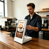 Kiosco de Autoservicio de 15 Pulgadas con Pantalla Táctil Android, Cámara, Escáner de Códigos QR y NFC, Impresora Térmica de Tickets para Hotel