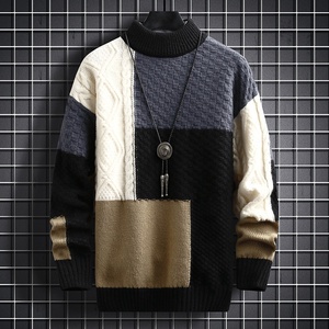 2023 Autumn and Winter New <strong>Sweater</strong> Warm Fashion Stitching Color Matching Pullover Round Neck <strong>Sweater</strong> Thickened <strong>Knitted</strong> <strong>Sweater</strong> - Product Image 2