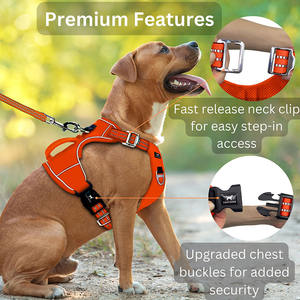 カスタムナイロン製ファッションスポーツパッド入り反射犬用ハーネスとリードセット（大型犬用クイックリリース付き） - Product Image 5