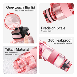 Bouteilles d'eau en plastique UZSPACE, nouveau design, grande taille, couleur verte claire, jolies, minimalistes, cadeau pour enseignant, pour femmes, avec manchon en silicone - Product Image 3