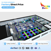 Parc de trampolines intérieur de conception professionnelle conforme aux normes de sécurité, avec lits de trampolines à ressorts robustes et rembourrage de sécurité pour centre d'amusement