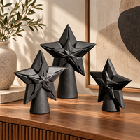 Sculpture d'étoile en céramique noire, objet décoratif géométrique pour la décoration moderne de la maison et la présentation sur table
