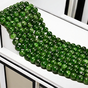 Perles rondes en diopside vert chromé naturel de haute qualité Kelingna AAA 8 mm certifiées GIC pour la fabrication de bijoux - Product Image 3