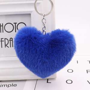 شكل قلب قطيفة بوم بوم قلادة حقيبة المفاتيح الحب الكرة الكرة قلادة الشعر chain المفاتيح - Product Image 5