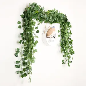 Zhuoou Cheap Artificial ivy fence Fake Flower Garland 12pcs Fake Vines Decorative Plants Artificial Green Grape Leaf