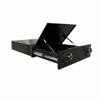 Tiroir gigogne en aluminium de 750mm avec rail coulissant robuste et couvercle de support à gaz pour le stockage en couleur noire