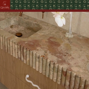 Mobile <span class=keywords><strong>Bagno</strong></span> di Lusso GOLDKING con Lavabo in Marmo Monet Garden, Venature <span class=keywords><strong>Beige</strong></span>-Verdi, Bordo Scanalato, Lucidato su Misura, <span class=keywords><strong>Arredamento</strong></span> di Alta Gamma per Villa - Product Image 4