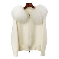 Femmes hiver automne tricoté Cardigan manteau mongol agneau fourrure capuche décontracté chaud laine uni teint pull fermeture éclair vêtements d'extérieur