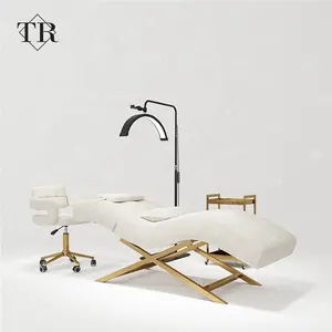 Turri 2024 Cama de cabeça ajustável para salão de beleza, cílios e sobrancelhas, cores personalizáveis, metal moderno branco