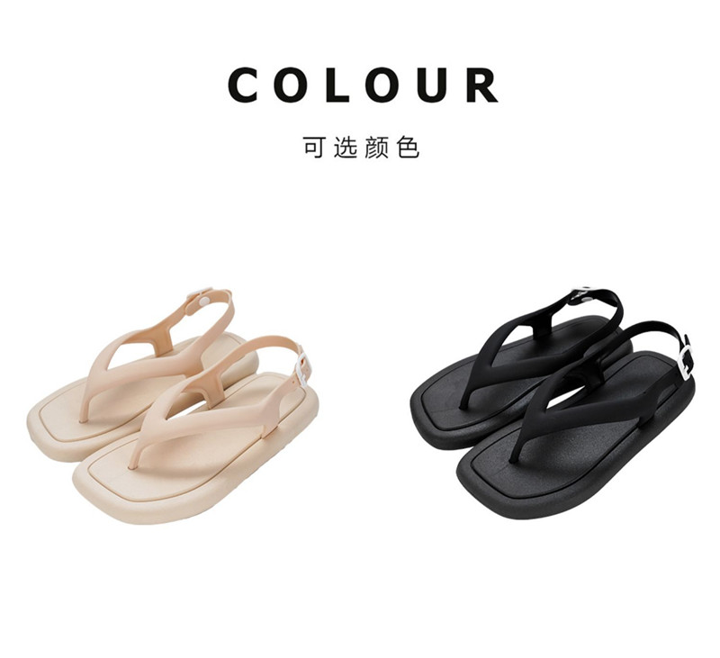 Fashion Solid Color Clip-toe Sandals Beach Holiday Students Flats Slippers Girls Sandals
