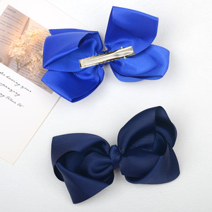 Jepit Rambut Pita Bergaris 4 Inci Warna Solid Model Duckbill Grosir untuk Aksesoris Sehari-hari Anak Perempuan - Product Image 3