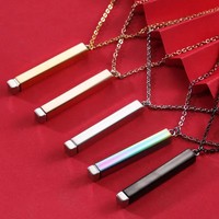 Collier personnalisé en gros avec plaque nominative, pendentif vierge, lettre gravée au laser, logo, barre verticale 3D, bijoux sur mesure