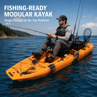 Kayak Viking 9.2FT Modulaire Monoplace avec Système de Propulsion à Pédales Détachable et Moteur de Pêche Interchangeable, Siège Haut en HDPE pour la Pêche