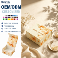 Boîte cadeau magnétique pliable à imprimé papillon orange, emballage en carton rigide personnalisé avec logo pour cosmétiques et cadeaux de mariage