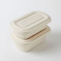 Conteneur alimentaire jetable blanc en canne à sucre recyclée, biodégradable, micro-ondable, à 3 compartiments, 64 oz et 48 oz, pour les fêtes