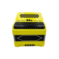 SEASOUND Instrument d'accordéon à corps jaune professionnel 34 boutons 12 basses 3 registres avec grille noire et boutons OEM JB3412C