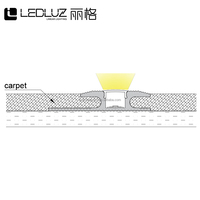 Mini profilés en aluminium à led pour tapis à carrelage ou plancher en bois Canal LED noir encastré pour l'éclairage de tapis