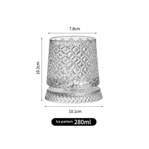 แก้ววิสกี้คริสตัลหมุนได้สุดหรูพรีเมียมแบบกำหนดเอง แก้วน้ำแบบแกะสลักลายเพชร แก้ววิสกี้หมุนได้ - Product Image 5