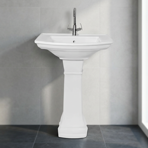 Glossy Rectangle Ceramic Wash Basin Pedestal Set Premium Bathroom Sink Wall Fixed Full Pedestal Lavabo - Product Image 3