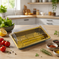 Boîte à sushi rectangulaire japonaise de luxe 220x90mm avec couvercle transparent en PET de qualité alimentaire, conteneur en plastique épaissi pour buffet d'hôtel et sucre